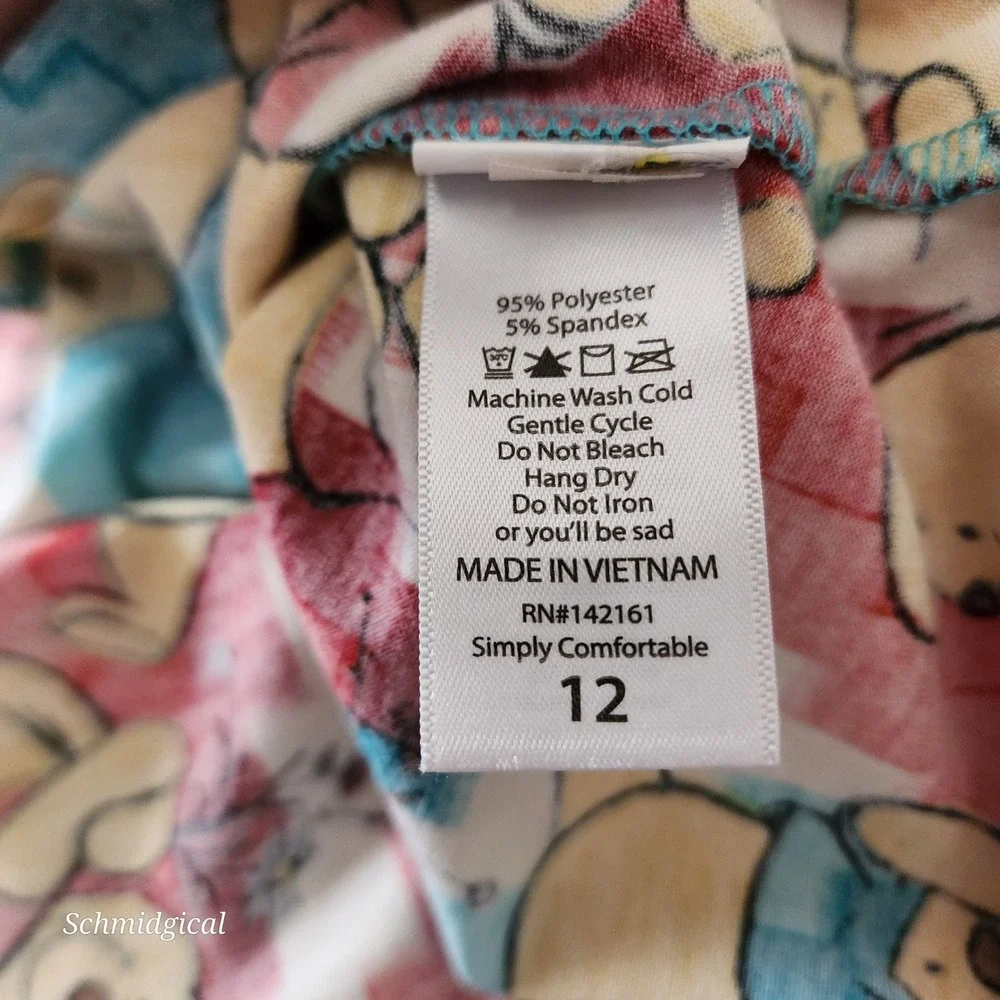 LuLaRoe Disney Winnie the Pooh Dress Kids 12 Short Sleeve Pooh Bear Red Blue